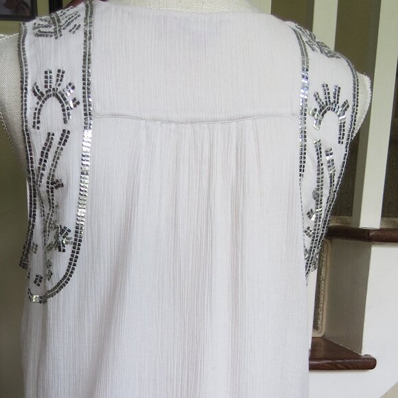 Calypso St. Barth Sleeveless Gauzy Cotton Sequin Dress Lined SIZE LARGE - Picture 8 of 10